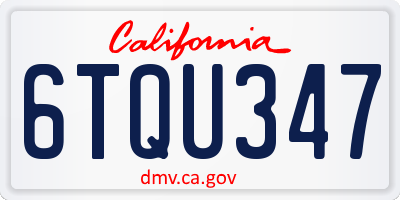 CA license plate 6TQU347