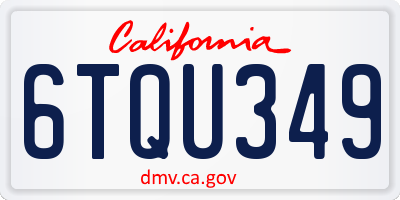 CA license plate 6TQU349