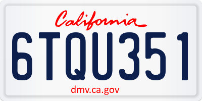 CA license plate 6TQU351