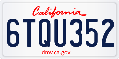 CA license plate 6TQU352