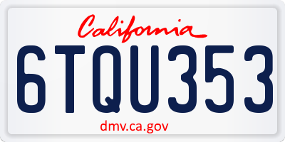 CA license plate 6TQU353