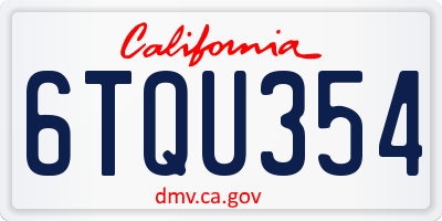 CA license plate 6TQU354