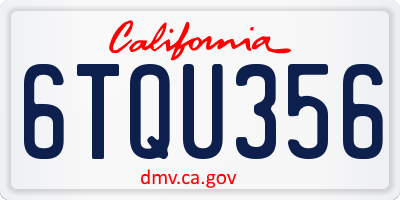 CA license plate 6TQU356