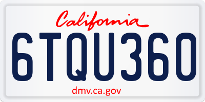 CA license plate 6TQU360