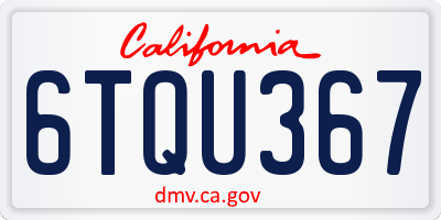 CA license plate 6TQU367