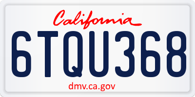 CA license plate 6TQU368