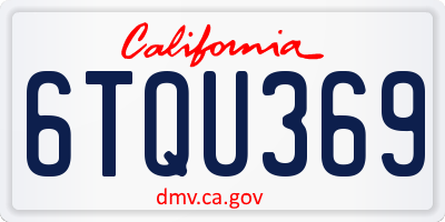 CA license plate 6TQU369