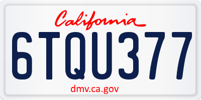 CA license plate 6TQU377