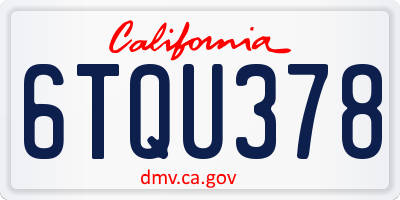 CA license plate 6TQU378