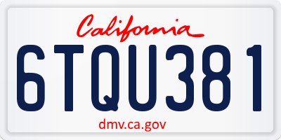 CA license plate 6TQU381