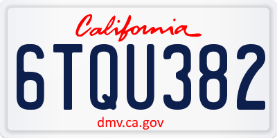 CA license plate 6TQU382