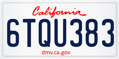 CA license plate 6TQU383