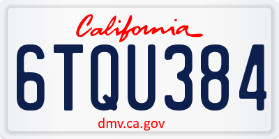 CA license plate 6TQU384