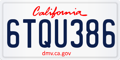 CA license plate 6TQU386