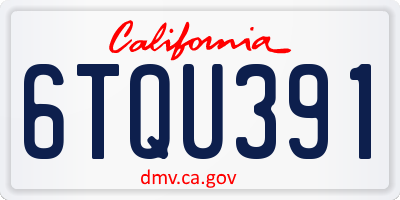 CA license plate 6TQU391