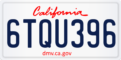 CA license plate 6TQU396