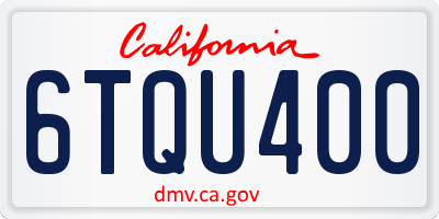 CA license plate 6TQU400