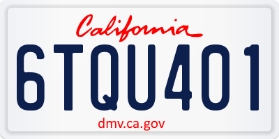 CA license plate 6TQU401