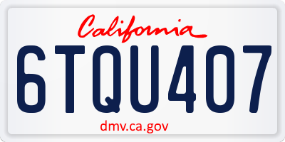 CA license plate 6TQU407