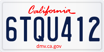 CA license plate 6TQU412