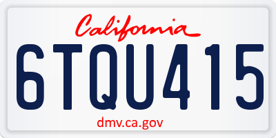 CA license plate 6TQU415