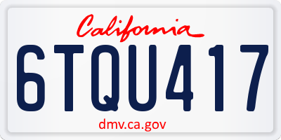 CA license plate 6TQU417