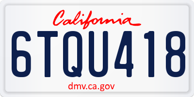 CA license plate 6TQU418
