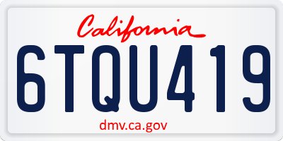 CA license plate 6TQU419