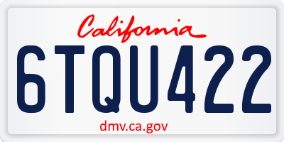 CA license plate 6TQU422