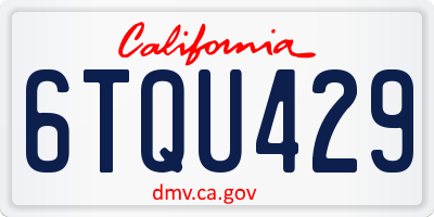 CA license plate 6TQU429