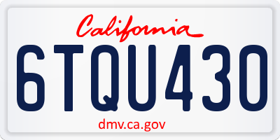 CA license plate 6TQU430