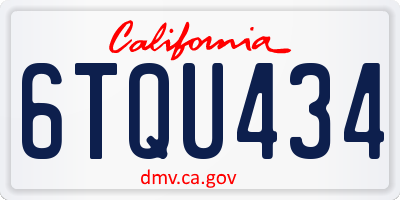 CA license plate 6TQU434