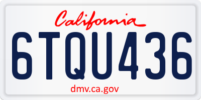 CA license plate 6TQU436