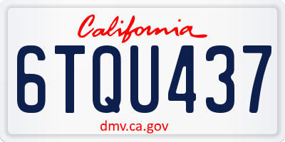 CA license plate 6TQU437
