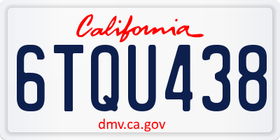 CA license plate 6TQU438
