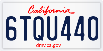 CA license plate 6TQU440