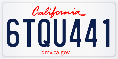 CA license plate 6TQU441