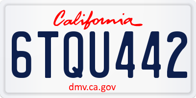 CA license plate 6TQU442