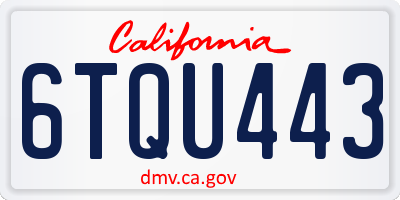 CA license plate 6TQU443