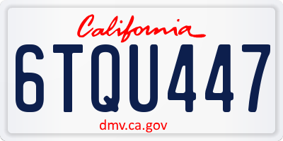 CA license plate 6TQU447