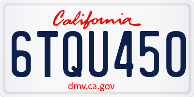 CA license plate 6TQU450