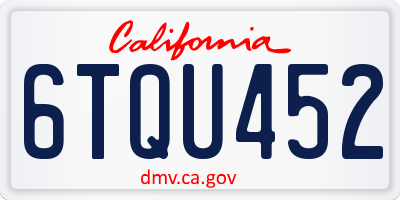 CA license plate 6TQU452