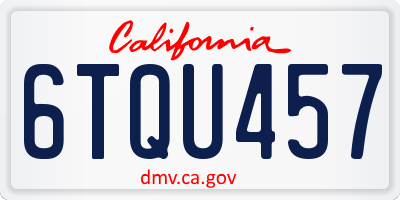 CA license plate 6TQU457