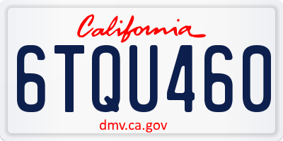 CA license plate 6TQU460