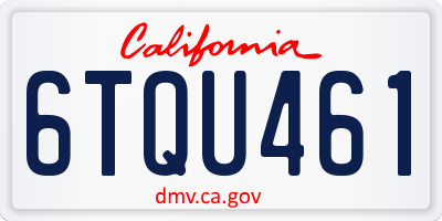CA license plate 6TQU461