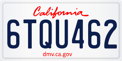 CA license plate 6TQU462