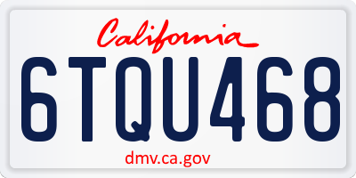 CA license plate 6TQU468