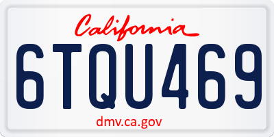 CA license plate 6TQU469