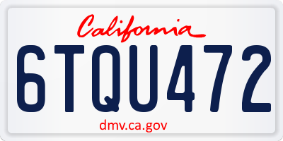 CA license plate 6TQU472