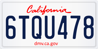 CA license plate 6TQU478